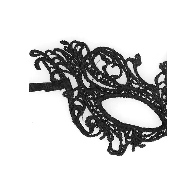 Close-up of Royal lace mask tall asymmetric scrollwork