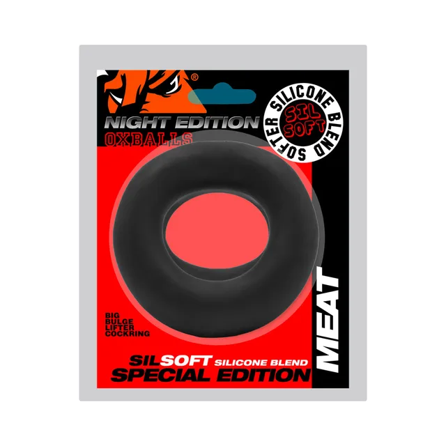 Oxballs Meat Night black padded silicone cock ring package