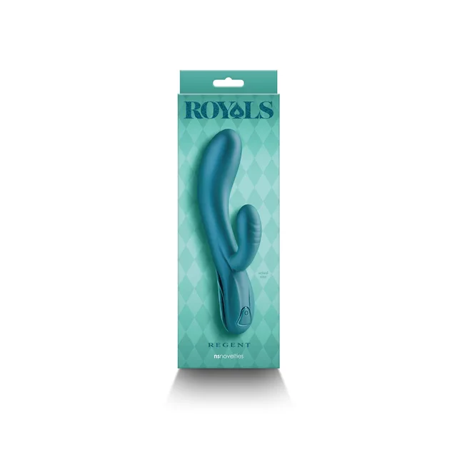 NS Novelties Royals Regent metallic green rabbit vibrator inside tall green retail box