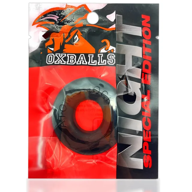 Packaged OxBalls Do-Nut-2 Night black cock ring
