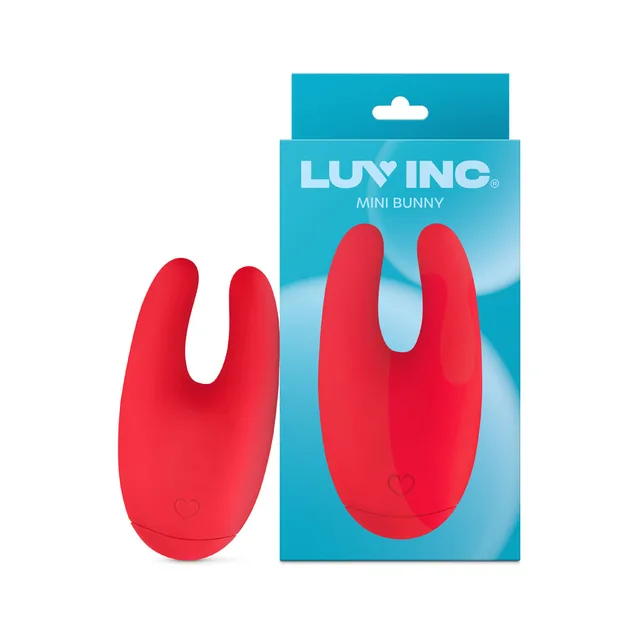 Red Luv Inc BU89 mini bunny beside blue retail card