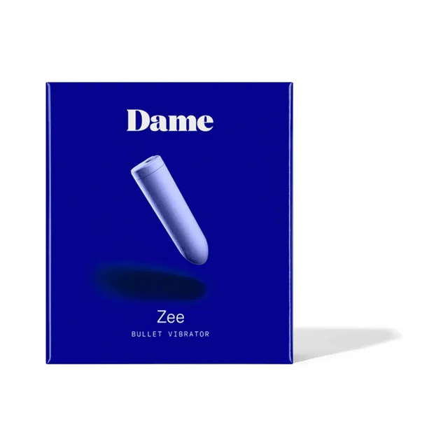 Periwinkle Dame Zee bullet vibrator retail box
