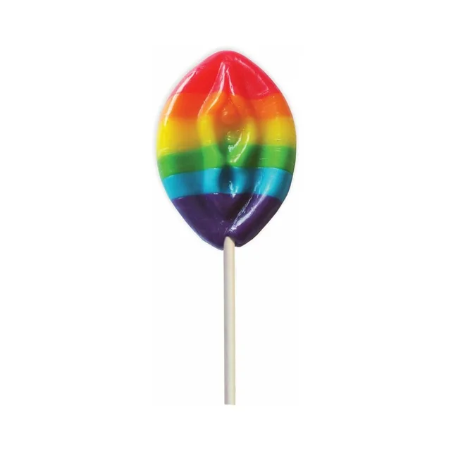 Hott Products Rainbow Candy Pop isolated rainbow striped candy on white stick