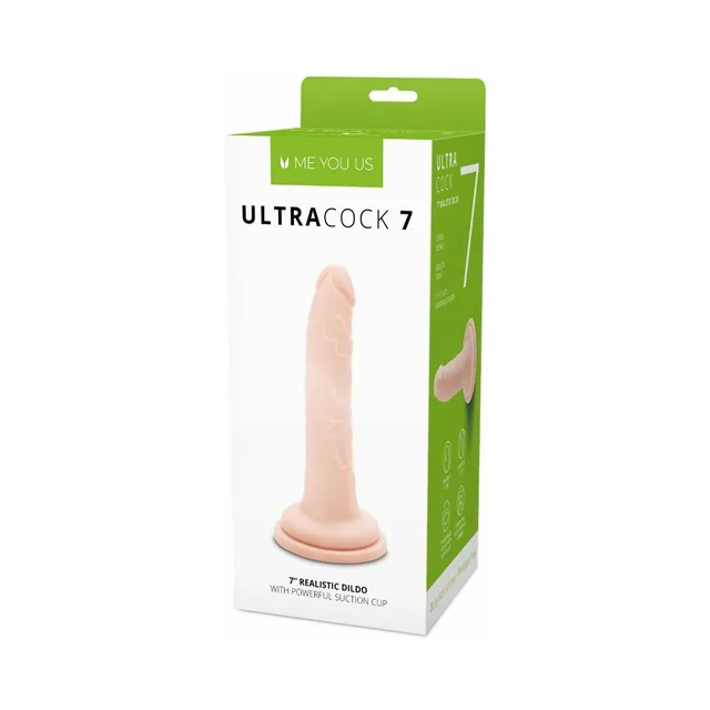 Me You Us Ultra Cock 7-inch vanilla dildo retail box