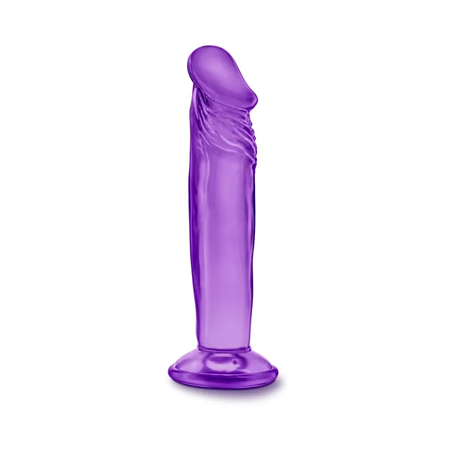 Blush Sweet N Small purple 6.5-inch dildo upright front view with textured shaft