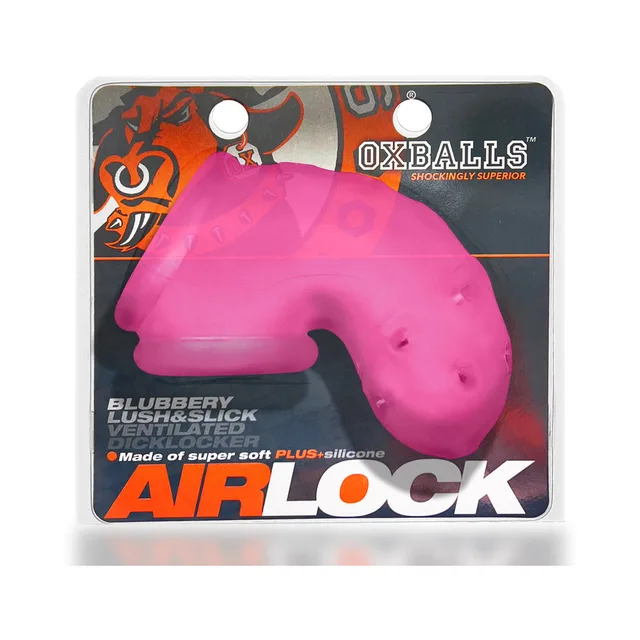 pink OxBalls Airlock vented chastity cage on retail card