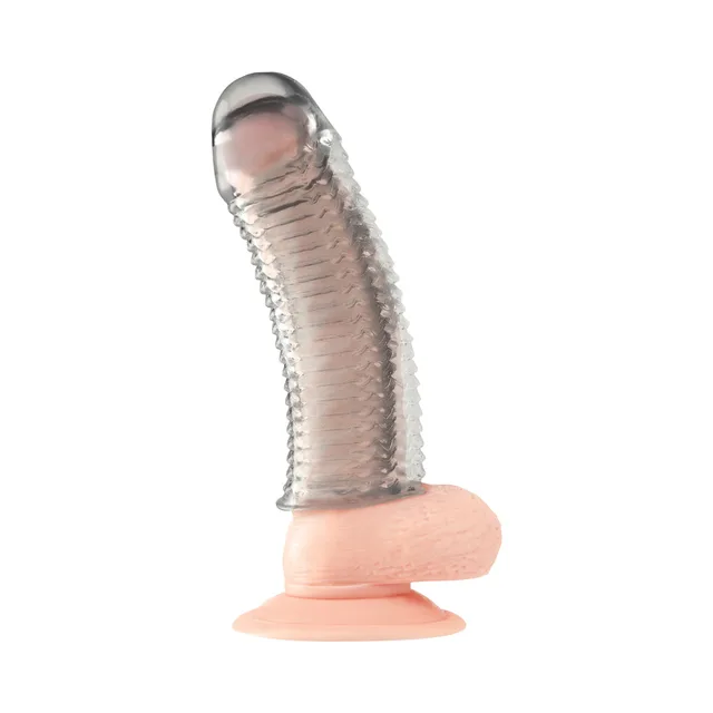 Blue Line clear textured sleeve on flesh-tone display form and suction base