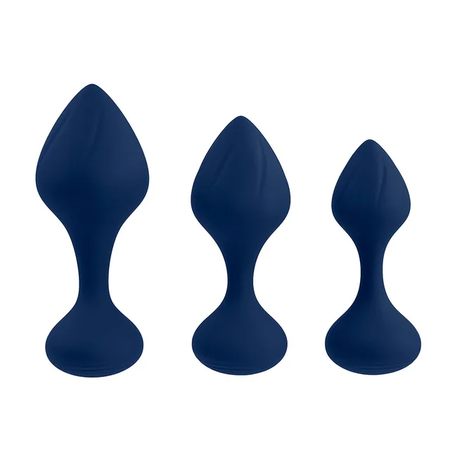 Playboy Tail Trainer navy three-piece silicone plug kit three plugs upright by size