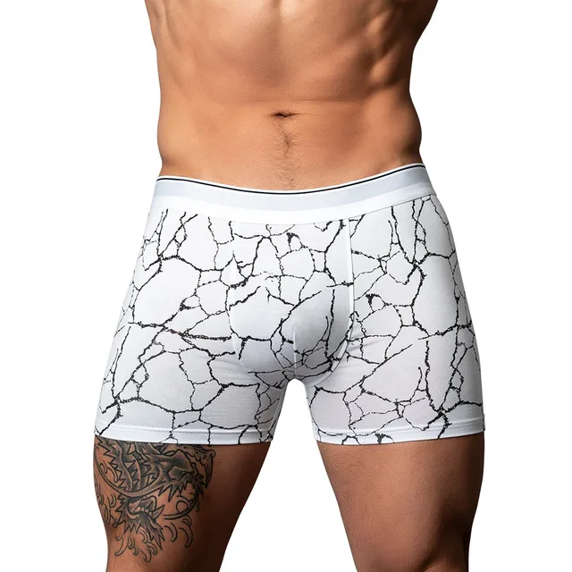 Male Power Soo Cumfy size S black and white boxer brief front view worn by model