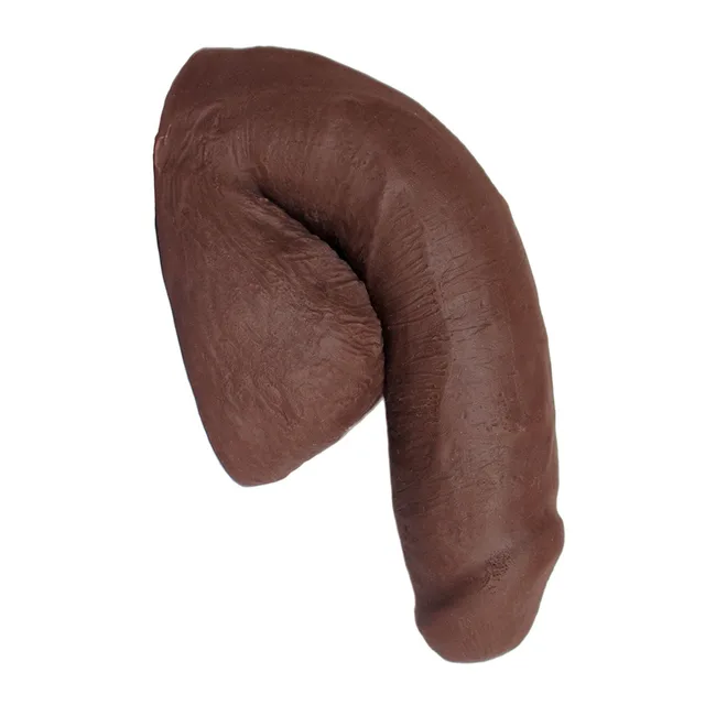 coffee-brown Sailor 2 silicone packer with realistic curved flaccid shape
