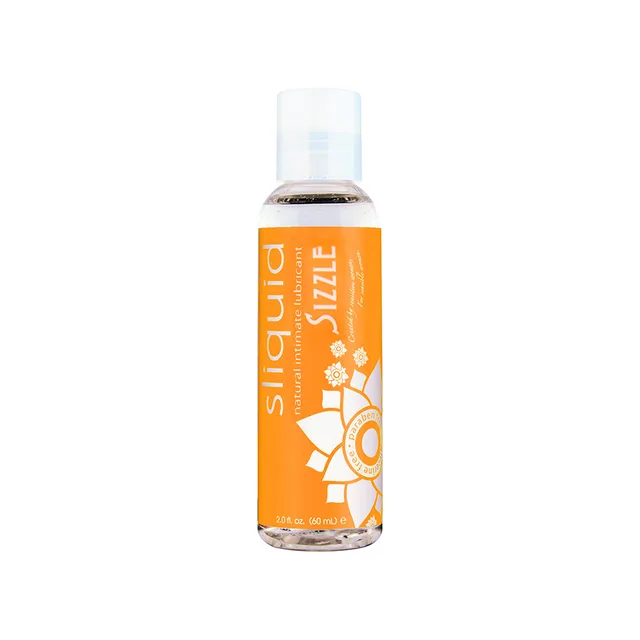 Sliquid Sizzle 2 oz clear lubricant bottle with orange label