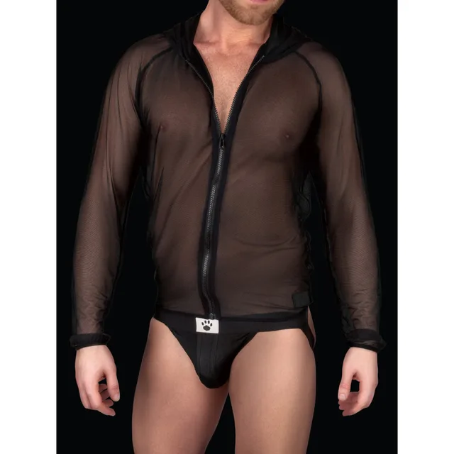 Front view of sheer Prowler RED mesh hoodie size 2XL