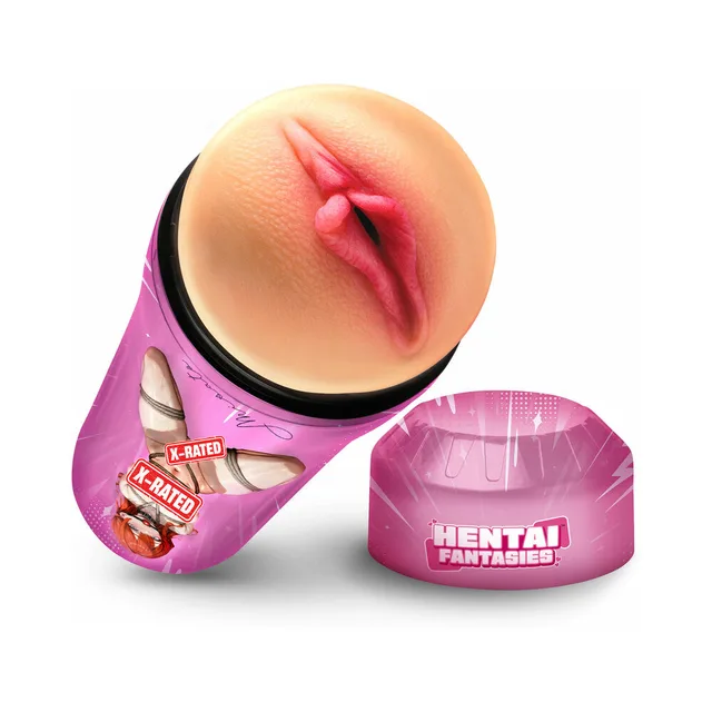 Hentai Fantasies Misato sleeve masturbator with purple printed outer sleeve and matching cap