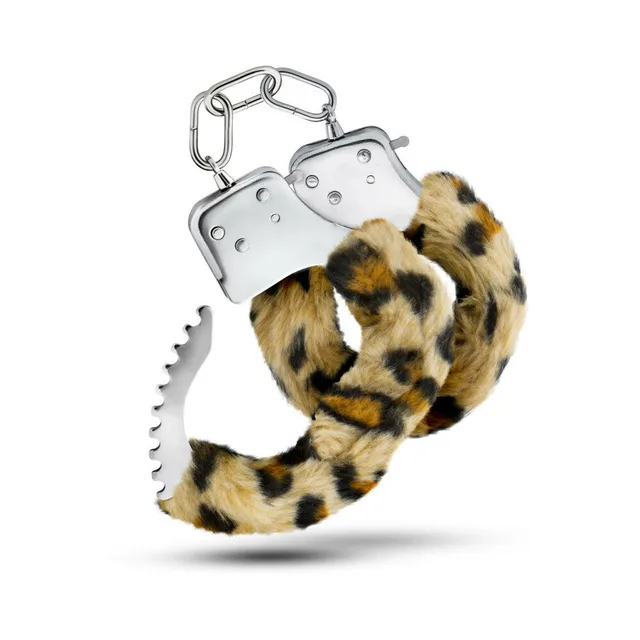 Blush Temptasia Leopard Faux-Fur Cuffs angled linked cuffs