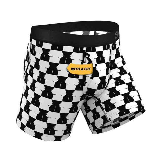 Angled front of size 2XL Chest Mate underwear with fly label