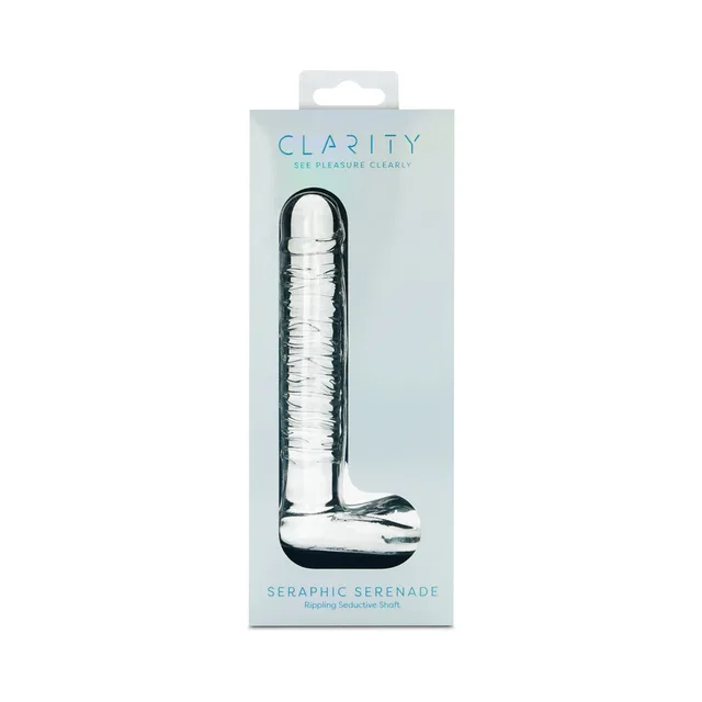 Clarity Seraphic Serenade clear glass dildo with short L base