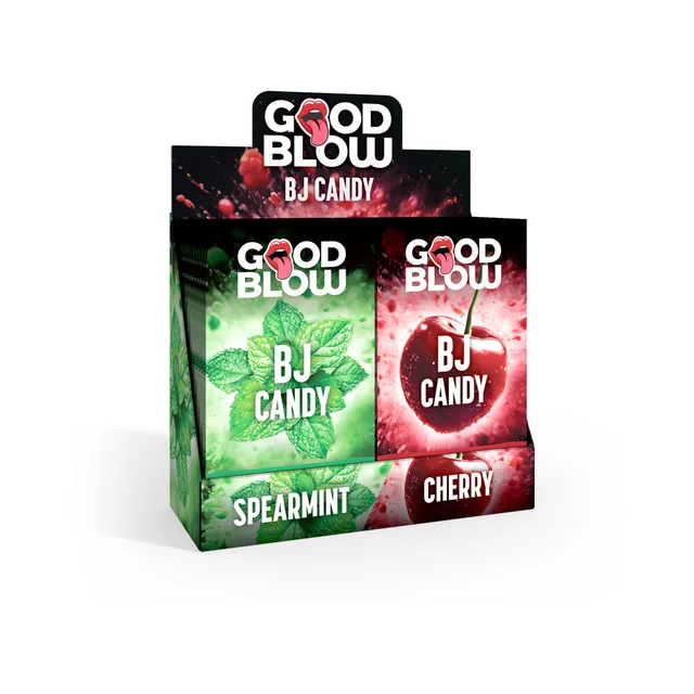 XR Brands Good Blow cherry and spearmint popping candy 24-piece carton with green and red packets