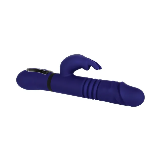 Purple All In One rabbit vibrator laid sideways