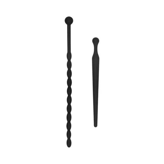 Black spiral and straight tapered silicone plugs upright