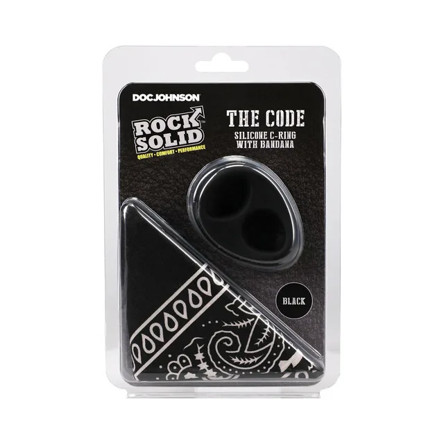Rock Solid black double-opening C-ring with black paisley bandana