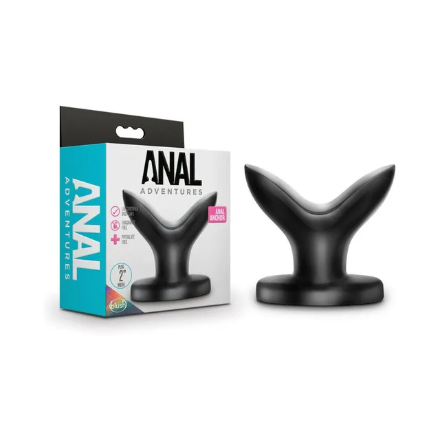 Anal Adventures Anchor black expanding plug beside retail box