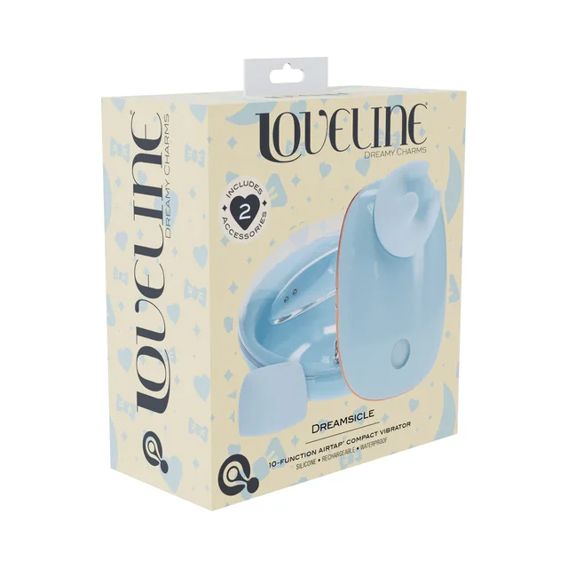 Shots LoveLine Dreamsicle blue vibrator with two heads and case