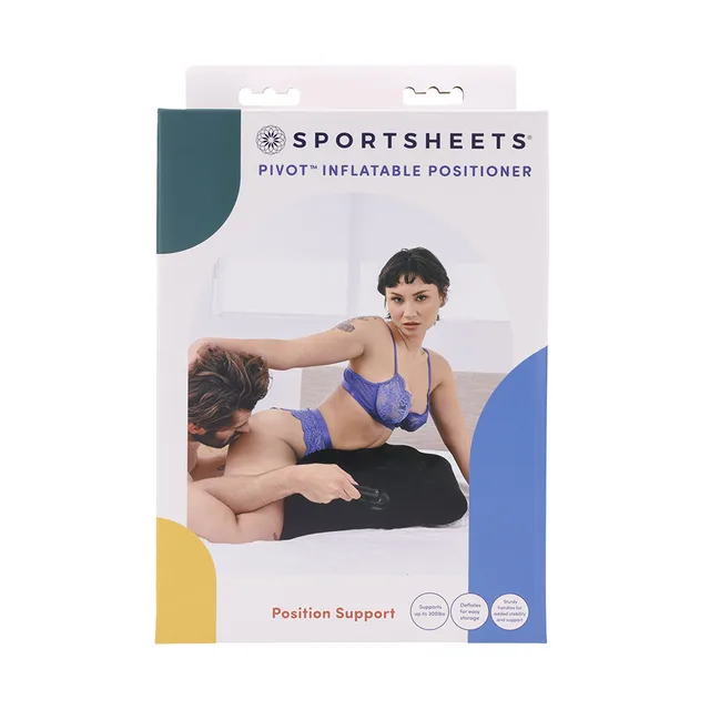 Sportsheets Pivot black inflatable positioner pictured on white retail box