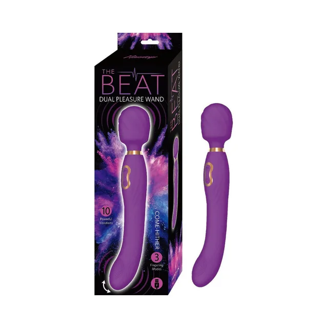 Purple The Beat dual-ended wand beside galaxy retail box