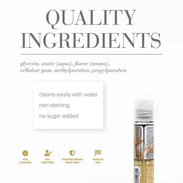 System JO H2O Vanilla Cream 1 oz ingredient panel graphic beside bottle