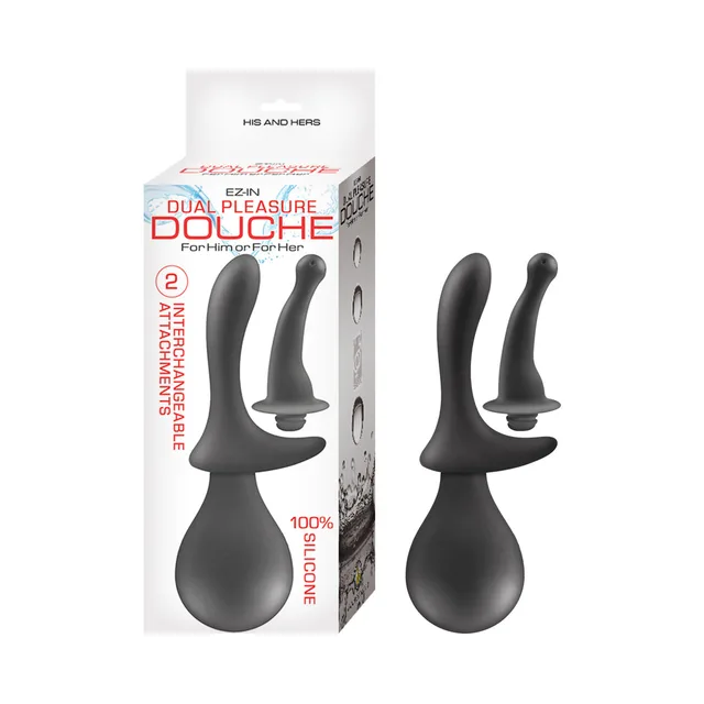 Nasstoys EZ-IN black squeeze bulb with two curved nozzles and box