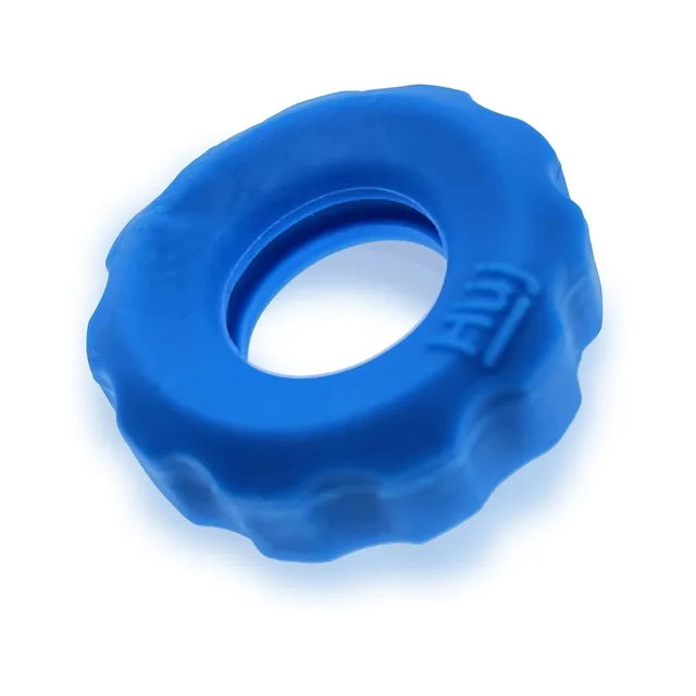 Single teal-blue SuperHuj ring with scalloped edge