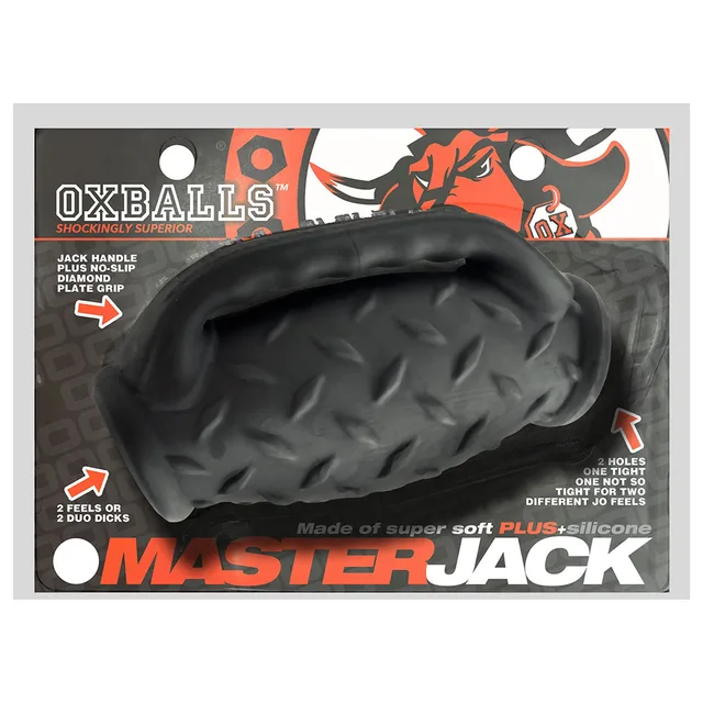black OxBalls Masterjack dual-opening stroker with diamond texture on card