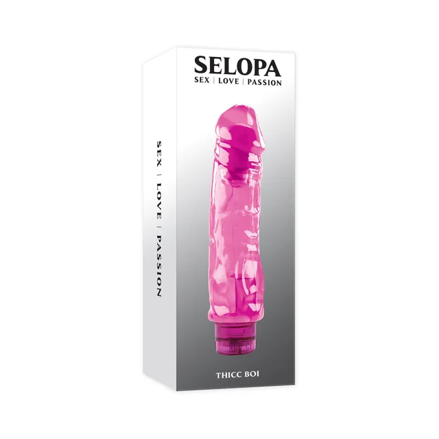 Selopa Thicc Boi retail box with translucent pink vibrator