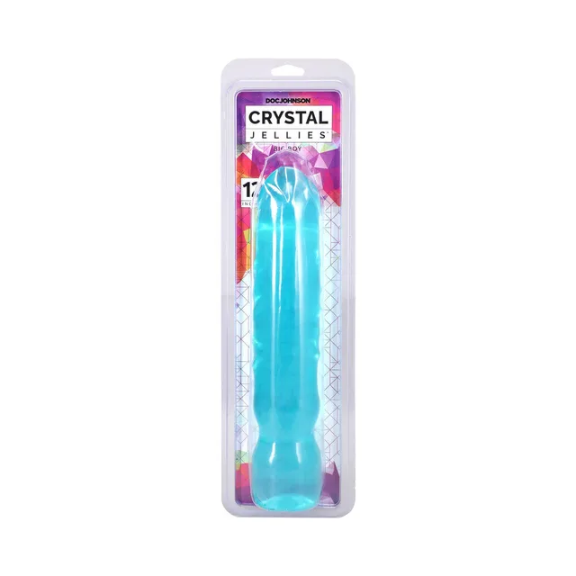 Crystal Jellies Big Boy 12-inch teal dildo in clear package