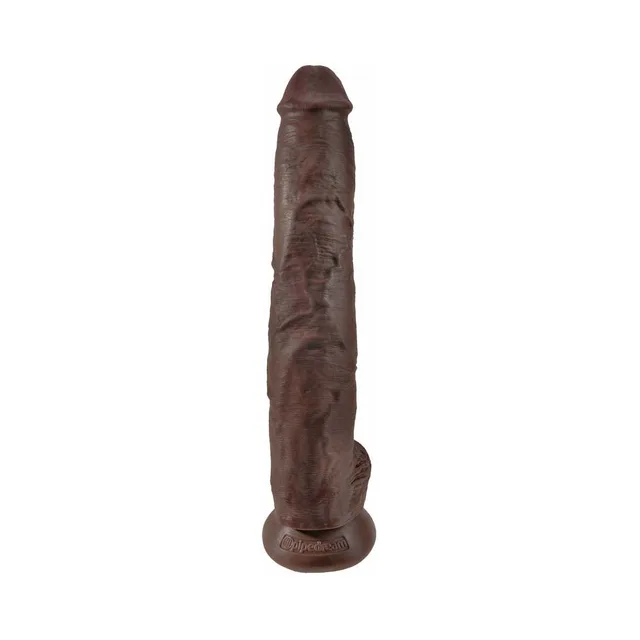 Pipedream King Cock Brown 14 Inch Dildo upright front view