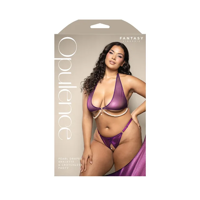 Queen-size Opulence package with purple pearl bralette and matching panty