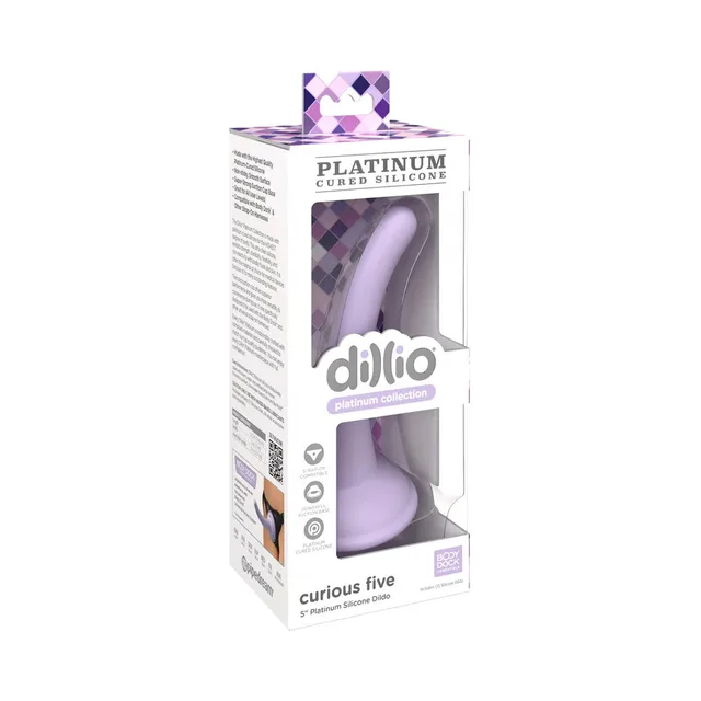 Dillio Curious Five purple silicone dildo in retail box