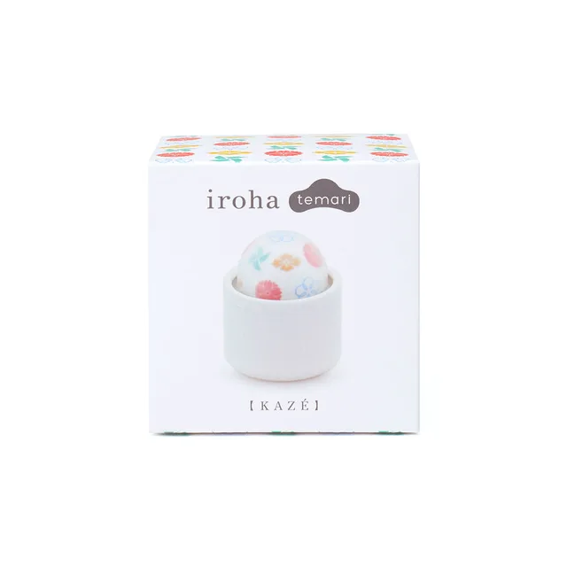 Tenga iroha temari KAZE white cup pictured on pale multicolor box