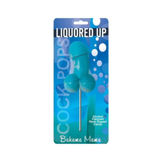 Liquored Up Bahama Mama Cock Pop blue candy pop on blue hanging card