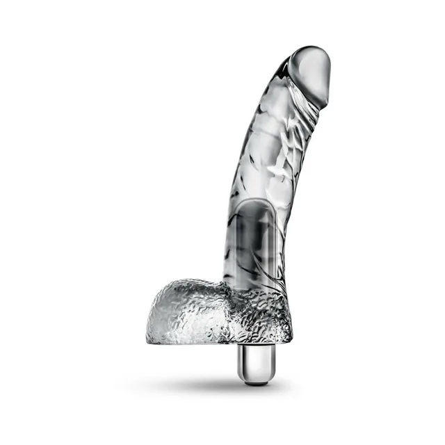 Naturally Yours Clear Vibrating Ding Dong upright front view with clear molded shaft