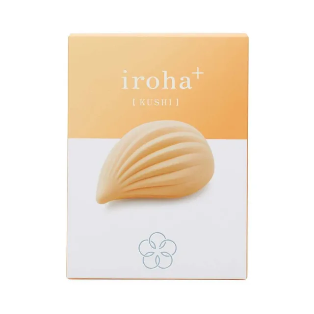 yellow ribbed TENGA iroha+ KUSHI vibrator pictured on its box