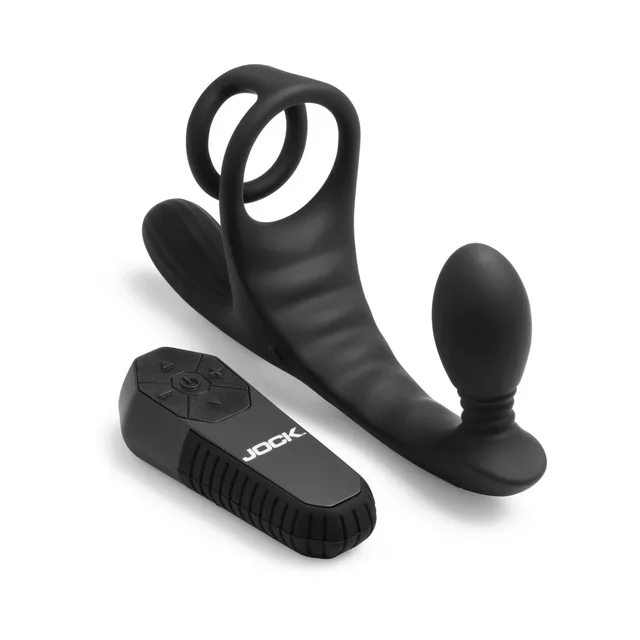 JOCK Triple Rush black remote harness full front view beside the separate remote