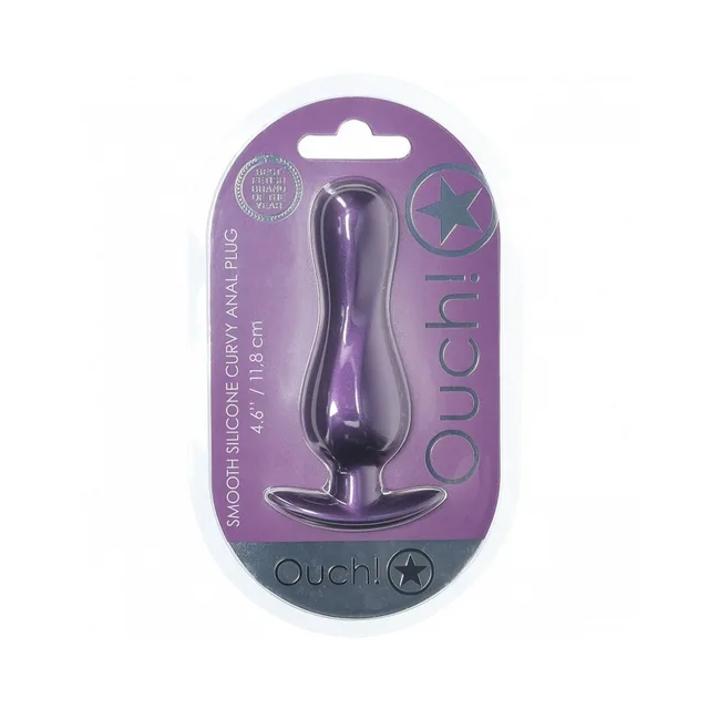 Shots Ouch metallic-purple Curvy silicone plug plug sealed in purple oval blister pack