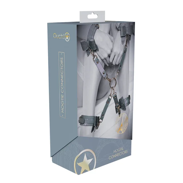 Shots Paris hogtie connectors with iridescent straps and rhinestone bows on box