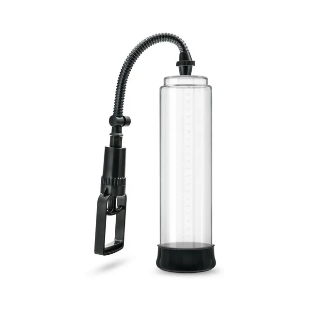 Upright clear VX3 chamber with black hose and hand pump