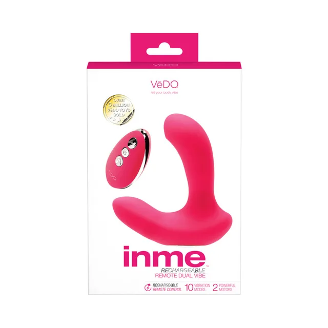 Pink VeDO Inme dual vibrator with oval remote in white box