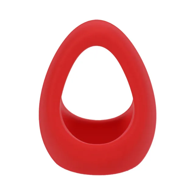 Front view of red triangular Stirrup ring