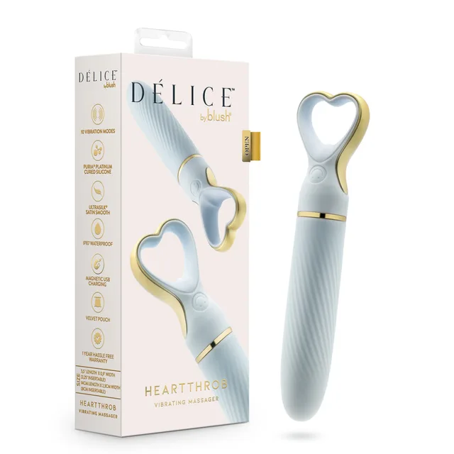 Something Blue Délice Heartthrob vibrator with gold-edged heart handle