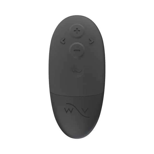 front view of gray oval We-Vibe remote with six raised control buttons