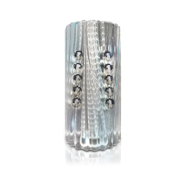 Front view of MSTR B8 clear stroker with three bead rows